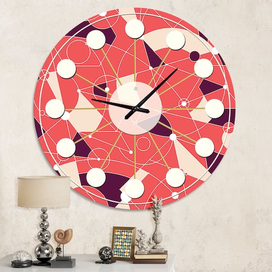 Designart 'Retro Geometric Grid I Mid-Century Modern Wall Clock